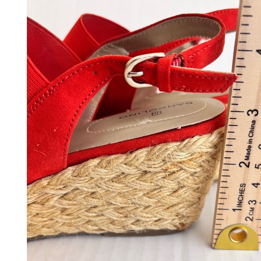 BANDOLINO Red Wedge Women's Espadrille Open Sling Back Open Toe Sandals 9M - Picture 9 of 9